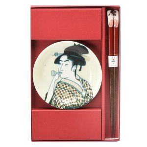 歌麿美人画　小皿箸揃[HOK-3053D]※2025.3月末より販売